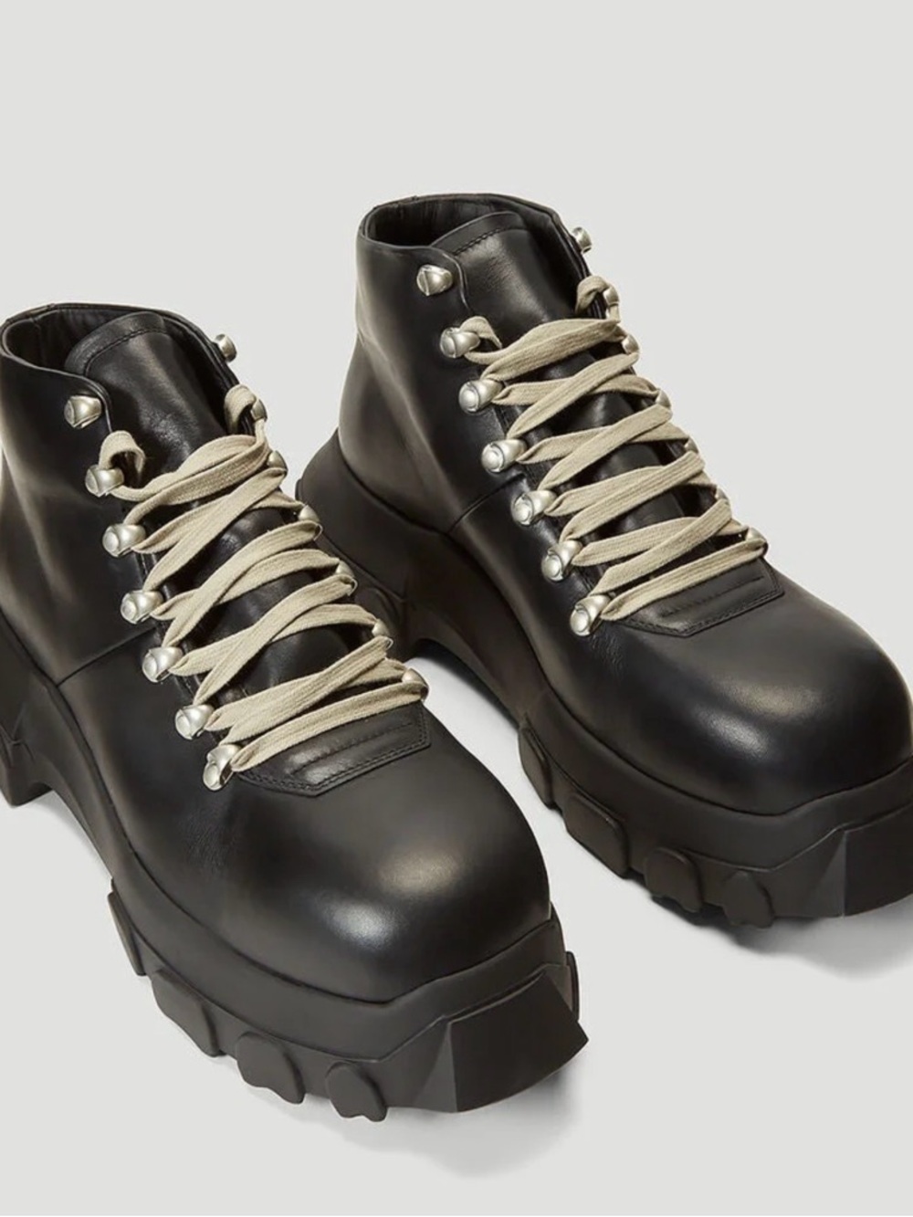 Rick Owen’s Black Bozo Tractor Hiking Boots EU Size 46=US Size 13